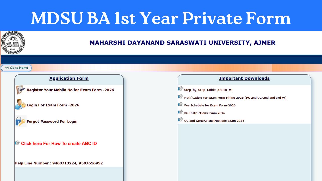 MDSU BA 1st Year Private Form 2025